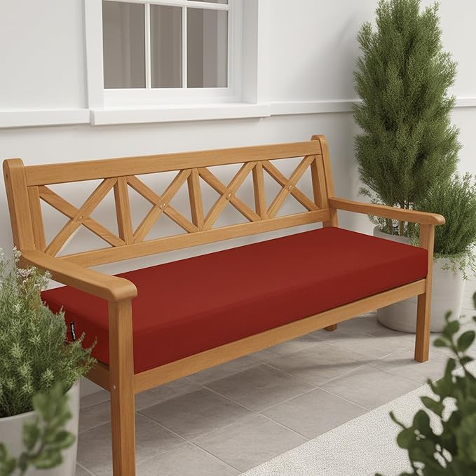 idee-home Outdoor Bench Cushion Waterproof, Bench Cushions for Outdoor Furniture, Patio Porch Swing Replacement Seat Pad with Ties for Garden Backyard, 48 x 18 Inch