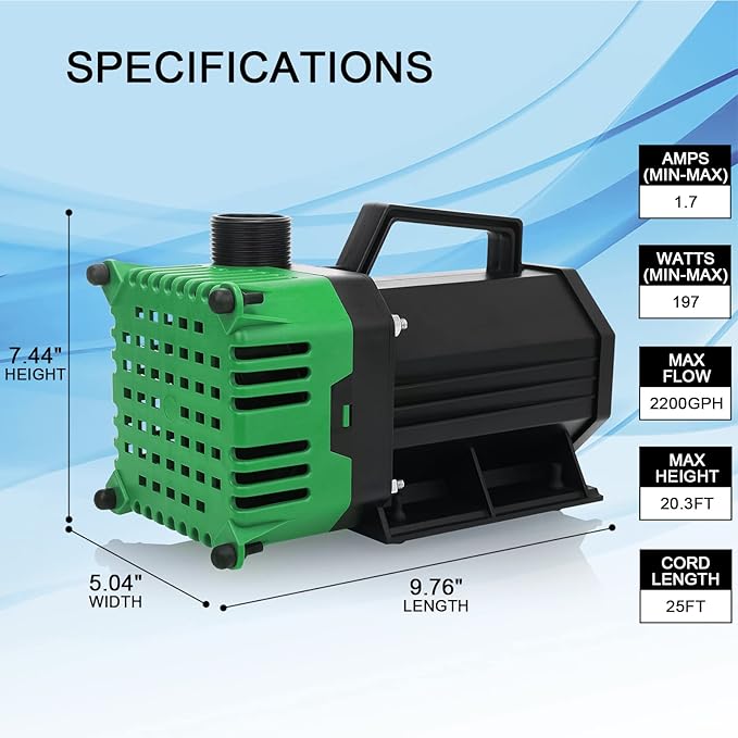 Sump Pump Submersible Water Pump Thermoplastic Portable Utility Pump High Flow Water Removal