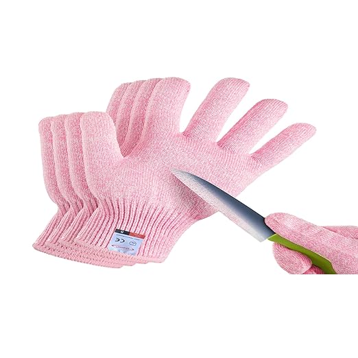 2 Pairs Cut Resistant Gloves for Kids 7-9 Years, Level 5 Protection Cutting Gloves Food Grade for Cooking, Whittling, Wood Carving, Gardening and DIY(Pink-XXS)
