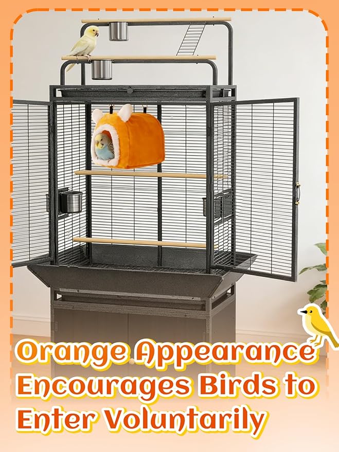 MEWTOGO Stable Warm Bird Nest - Winter Plush Comfortable Bird House with Strong Load-Bearing Mat & & Wide Entry for Cage Accessories, Small Birds Bed for Budgie Canary Society Finch