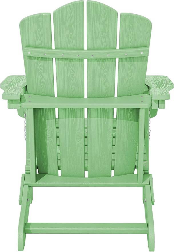 KINGYES Folding Adirondack Chair Set of 4, HDPE All-Weather Folding Adirondack Chair, Light Green
