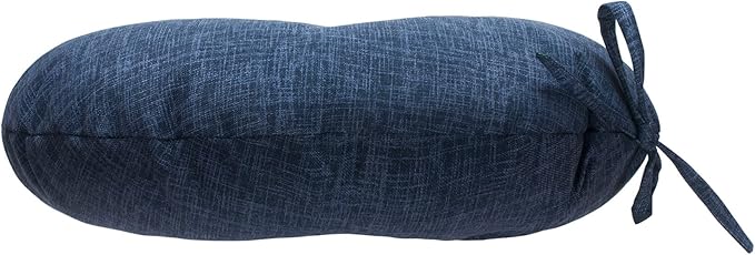 Magpie Fabrics Outdoor Round Bistro Seat Cushions with Ties, 15"x15"x4" Set of 2, Tufted Waterproof Barstool Chair Pads for Patio Home Garden Office, Navy Textured
