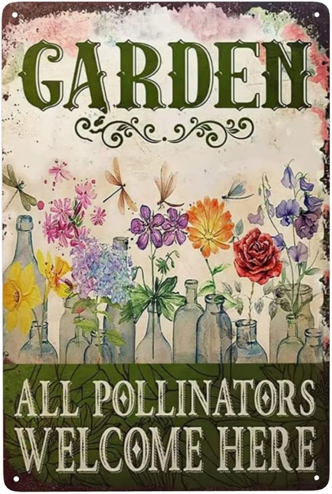 Garden Signs Vintage Metal Tin Sign Retro Garden Decor Welcome Plaque Housewarming Gift for Farmhouse Yard Home 8x12 Inch