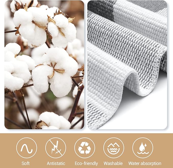 MUBIN Cotton Buffalo Plaid Rug, 27.5 x 43 in Grey and White Outdoor Rug Front Door Decorative Mat, Hand-Woven Foldable Rug for Layered Door Mats Washable Carpet for Front Porch, Entryway, Farmhouse
