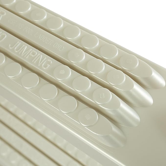 Aqua Select Pearl White Outside Flip-Up Safety Ladder | for Above Ground Swimming Pools 48" to 54" H | Weight Capacity Up to 250 lbs