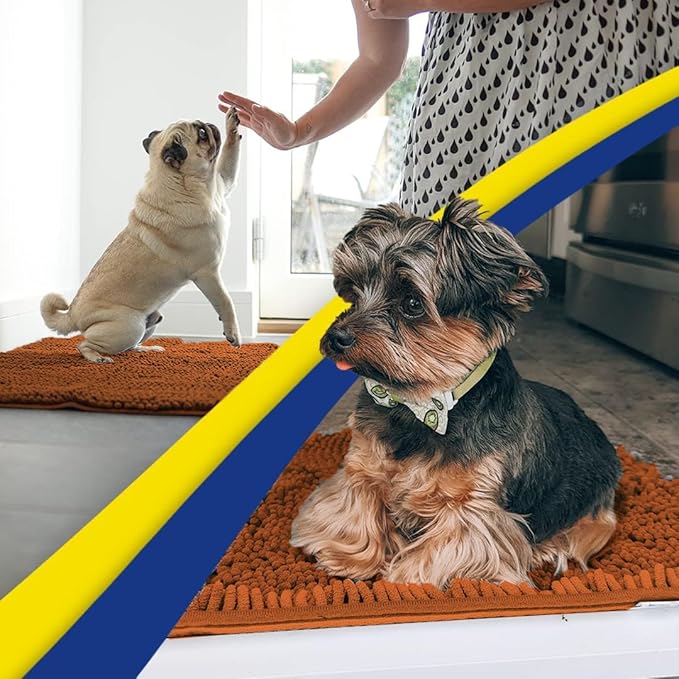 Muddy Mat® | Super Absorbent Door Mat Indoor, Microfiber Quick Dry Chenille Entryway Rug, Non-Slip Front Door Mat, Indoor Mats for Entryway, Machine Washable Pet Rug, Orange 30"x19"