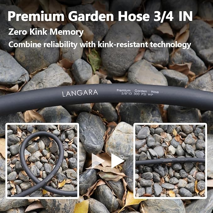 Heavy Duty Premium Garden Hose 150ft x 3/4", 300PSI Working, 1000PSI Burst, Hybrid Rubber Water Hose with Transparent Swivel Handle - Hot/Cold Water - Five Layered Braiding with Brass fittings (Black)