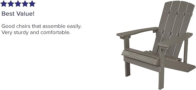 Flash Furniture Charlestown Poly Resin Adirondack Chair - Gray - All Weather - Indoor/Outdoor - Set of 2