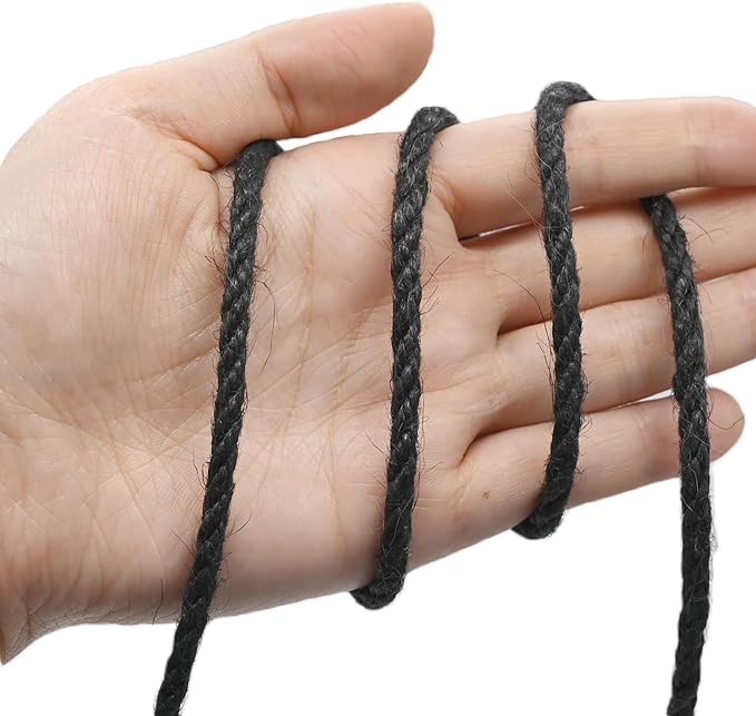 Leecogo 4.5mm Jute Rope 100 Feet Natural Craft Rope Twine String Perfect for Home Gardening Macrame Arts Crafts DIY Cat Scratching Post Replacement Repairing Recovering Cats Toy Making,Black