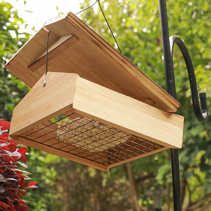 STARSWR Suet Upside Down Bird Feeder,10" x 10" Large Hanging Bird Feeder Outside Suet Cake Feeder Easy to Clean