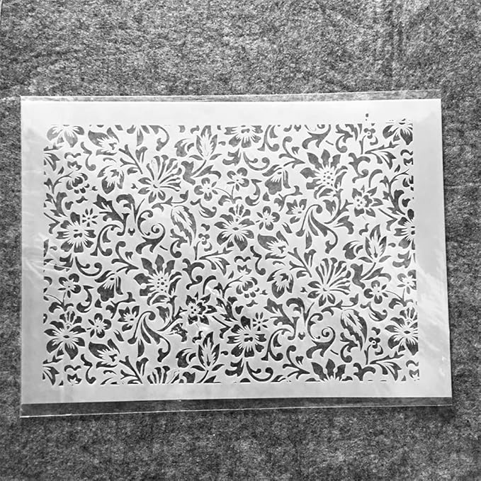 TIAMECH A4 Reusable Leaves Stencil for Painting - Small Leaves Texture Layering Template, DIY Wall Art, Wood Furniture, Scrapbook & Crafts (8.3x11.7inch)