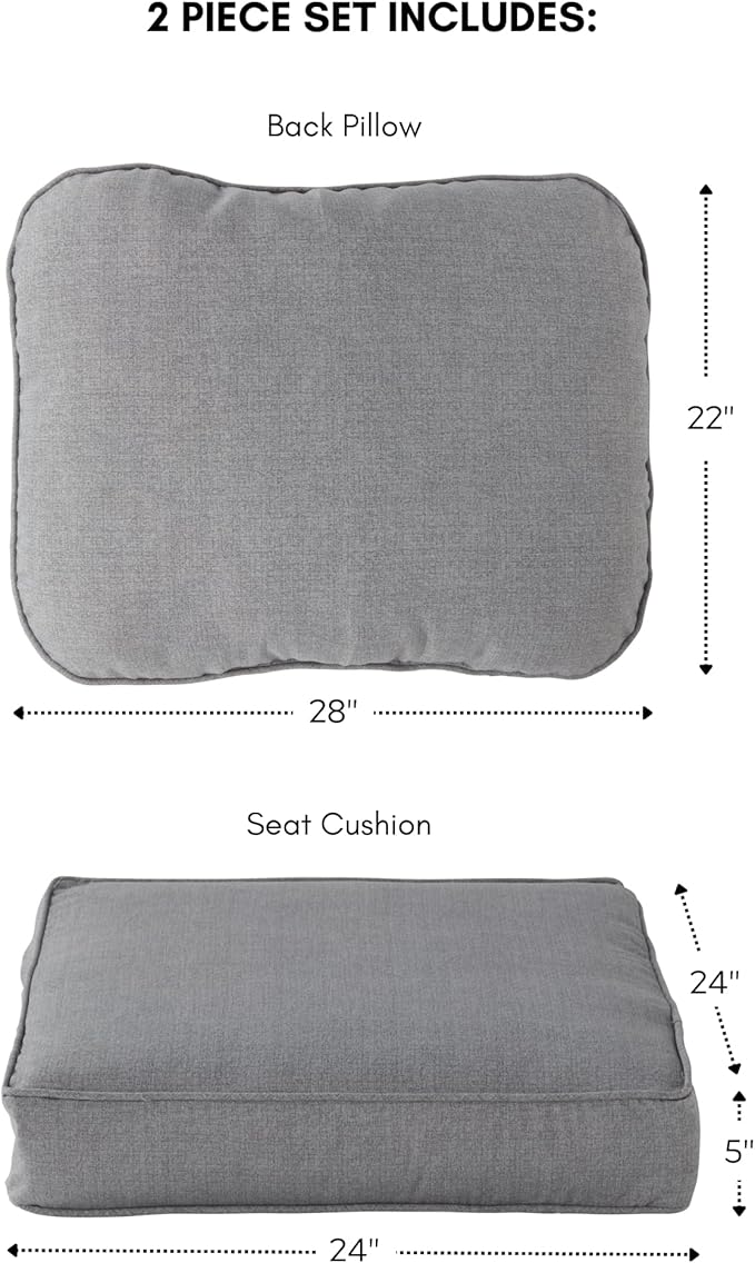 Greendale Home Fashions Outdoor Reversible 2-Piece Deep Seat Cushion Set, Cement