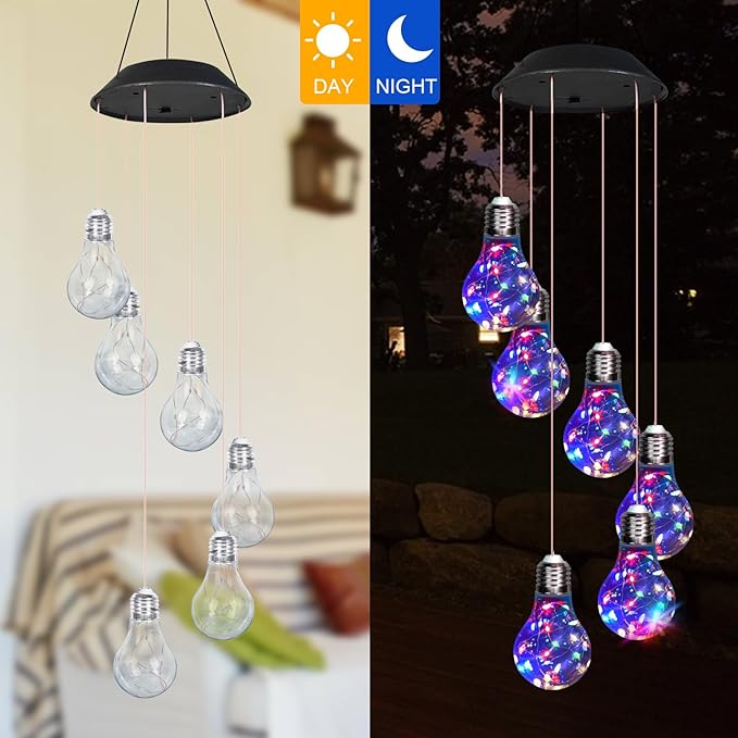 YHmall Colorful Solar Wind Chimes for Outside, Hanging Lights for Women Grandma Mom Birthday, Christmas Decor for Outdoor Garden Balcony Bedroom Yard