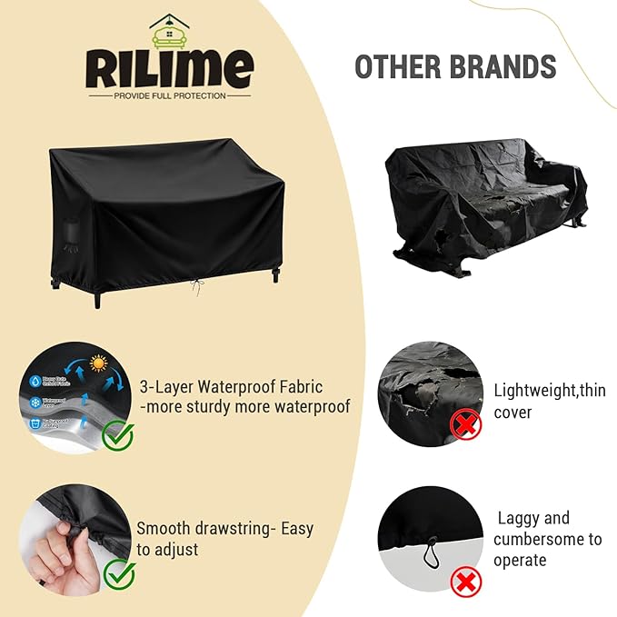 Outdoor Couch Cover Waterproof, Outdoor Sofa/Loveseat/Patio Furniture Cover - 56"W x 31"D x 33"H