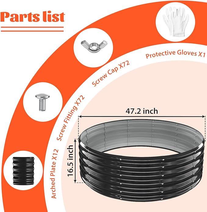 48 Inch Round Galvanized Fire Pit Ring/Fire Ring - Foldable and Perfect for Outdoor Gatherings and Campfires in The Yard/Garden/Park/Beach (Black+Gray, 4 FT Diameter+1.5 FT Tall)