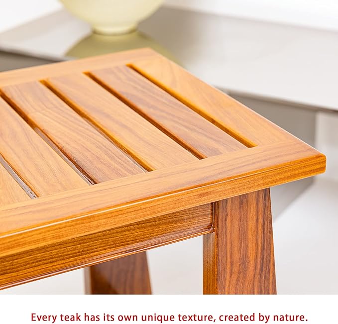 NNN 30" Commercial Teak Shower Bench - 8 Non-Slip Leveling Feet & 350 lbs Capacity | Rock-Solid Stability for Seniors & Spa Safety | Waterproof Design for Saunas/Outdoor Pools (Patented)