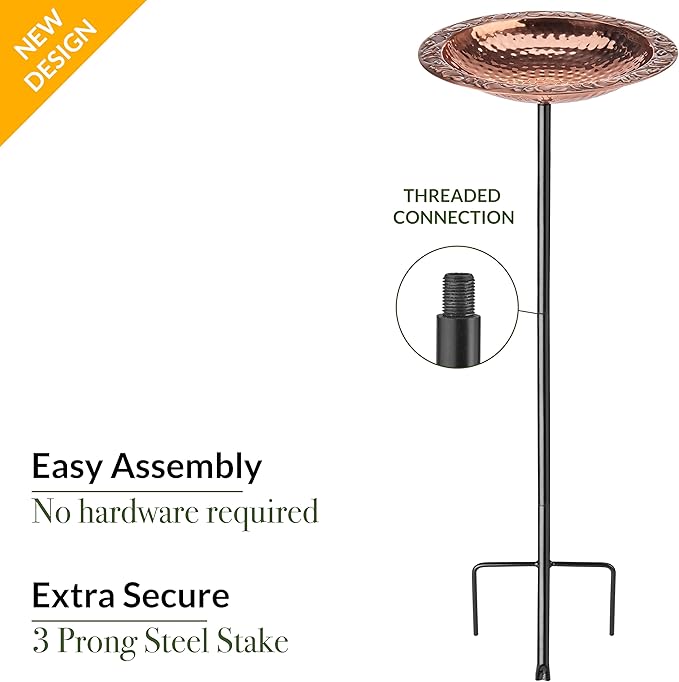 Good Directions Polished Copper Bird Bath with Fountain on Garden Pole 13"