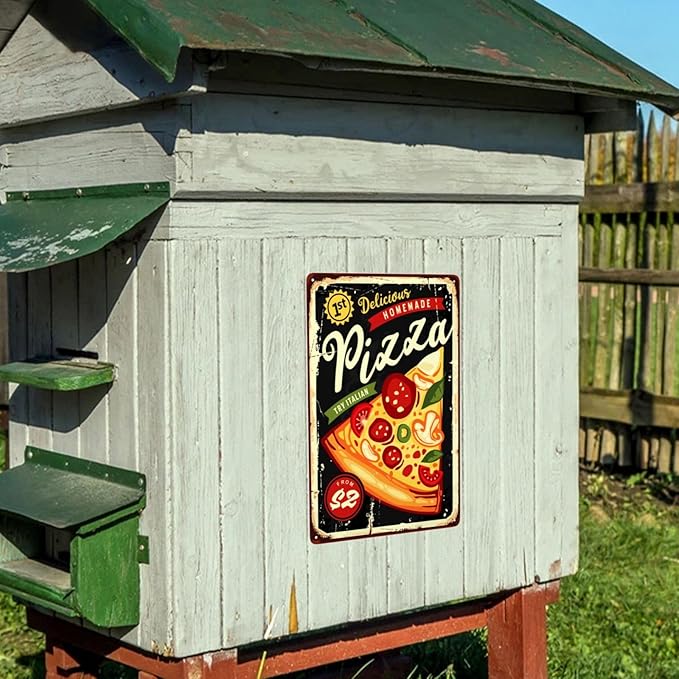 Pizza Vintage Metal Tin Sign Retro Rustproof Funny Art Wall Decor Gift 8x19 Inch