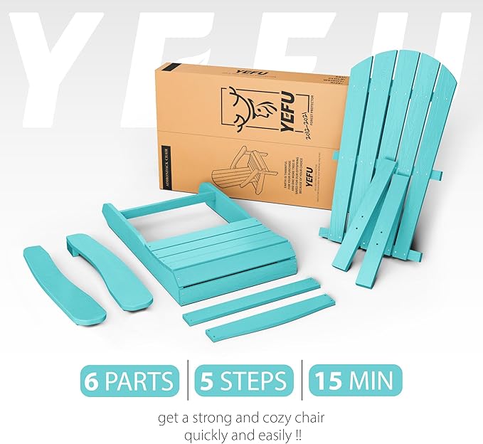 YEFU Adirondack Chairs Set of 8: Plastic Adirondack Chairs - Patio Chairs with Wood Texture - Outdoor Chair HIPS - Lawn Fire Pit Deck Porch Garden Chairs for Adults (Aruba)