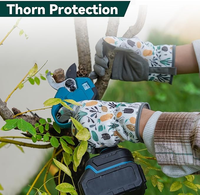 Gardening Gloves for Women, Printed Touchscreen Garden Gloves with Grip, Thorn-Proof Puncture-Resistant Work Gloves