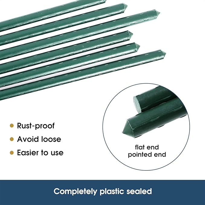 Garden Stakes 4FT Tomato Stakes for Outdoor Plant Support, 0.43 inch Diameter Plant Stake Sticks for Beans Potted Climbing Plants Gardening Supplies 20 Pack