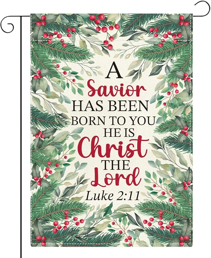Religious Scripture Christmas Garden Flag Xmas Christian Nativity Winter Holiday Outside Outdoor Lawn Decorations Yard Flag Double Sided 12x18 Inch