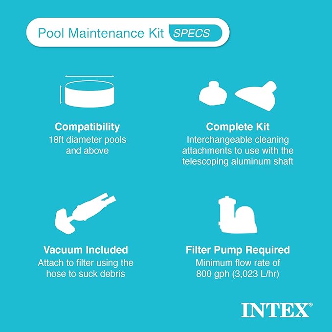 Intex 2100 Gallon Per Hour Above Ground Pool Sand Filter Pool Pump with Deluxe Pool Maintenance Kit and Automatic 24 Hour Timer