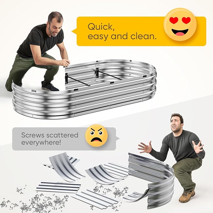 KING BIRD Raised Garden Bed Kit 2025 Upgraded 10-Minute Assembly Galvanized Planter Garden Box Outdoor for Gardening, Vegetables, Flowers, 47x24x12 in, Dark Grey
