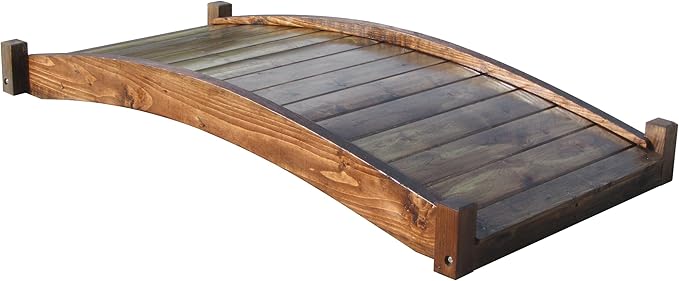 SamsGazebos Zen Japanese Style Wood Garden Bridges, 6', Brown