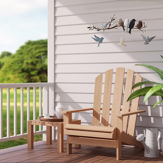 Ferraycle Metal Bird Wall Art Birds on the Branch Decor Metal Sculpture Silhouette Ornament Branch Wall Hanging Sign for Balcony Garden Home Decor(Dark Colors)