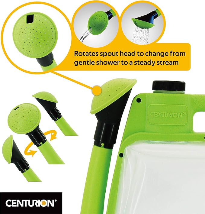 Centurion 1407 Foldable Clear Plastic Watering Can,1½ Gal with Rotating Nozzle, Long Stem Spout, Compact Ergonomic Design with Sprinkler & Pouring System Ideal for Indoor/Outdoor Lawn & Garden - Lime