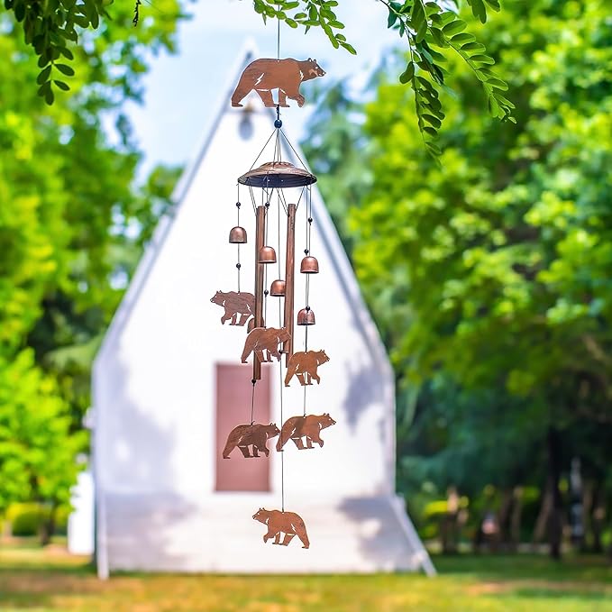 Bear Wind Chimes for Outside,Bear Gifts for Women/Men/Sympathy Gift/Memorial/Festival Birthday Metal windchimes Outdoors/Indoors,Patio,Garden Decor,Yard,Home Decor,Porch
