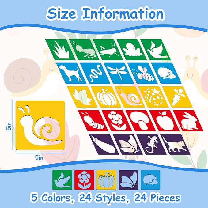 24 Pcs Stencils Garden Themed Sidewalk Chalk Stencils Outdoor Stencil for Painting Simple Style Cute Template 5 Inches