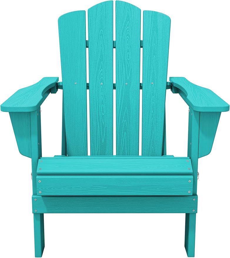 KINGYES Folding Adirondack Chair Set of 2, HDPE All-Weather Folding Adirondack Chair, Aruba