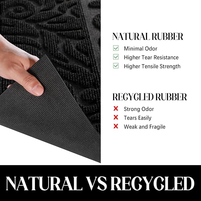 Yimobra Large Welcome Mat 47x32, Waterproof Non-Slip Outdoor Mats for Front Door Outside Entrance, Low-Profile Entryway Mat Indoor for Garage Patio, Black