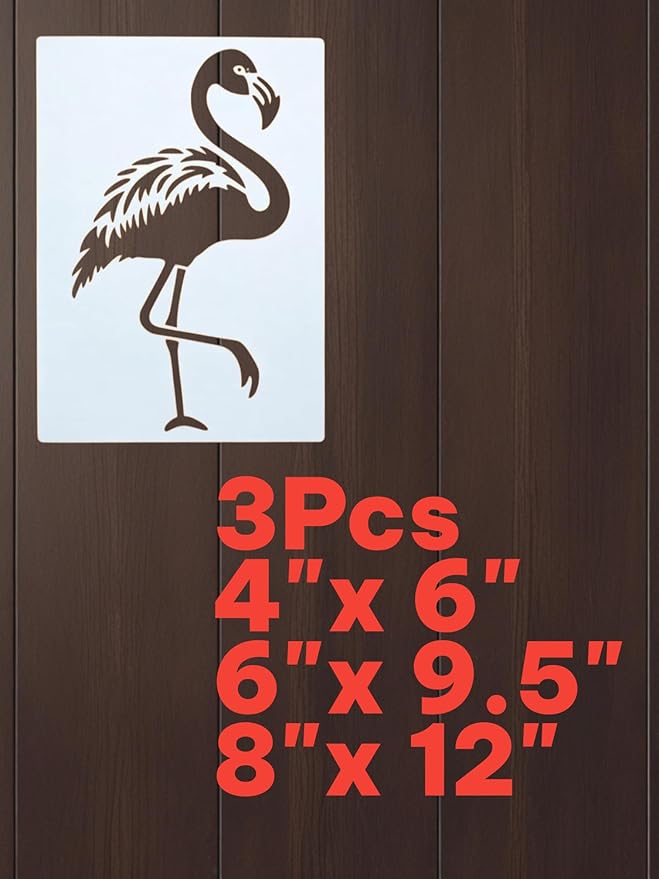 Flamingo Stencil – Reusable Tropical Bird Art Stencil for Painting, Crafting, Scrapbooking and DIY Projects (3 Pcs Set)