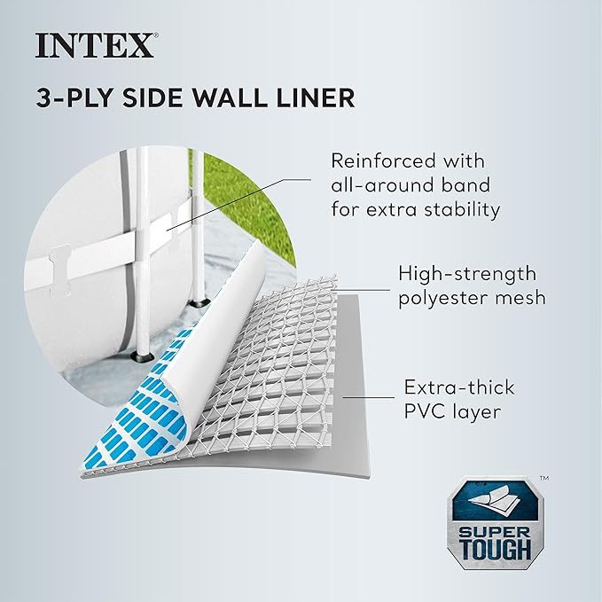 INTEX 26791EH Prism Frame Premium Rectangular Above Ground Swimming Pool Set: 16ft x 8ft x 42in – Complete Set Includes 1000 GPH Cartridge Filter Pump