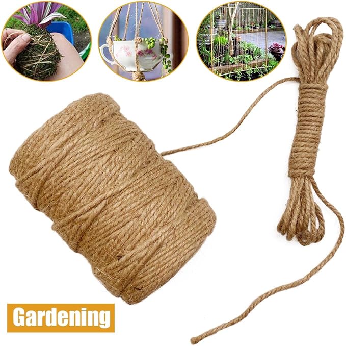 Leecogo 3mm Jute Twine 656 Feet Heavy Duty and Durable Brown Twine for Crafting, Gardening, and DIY Projects