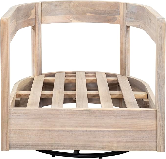 Christopher Knight Home Telluride Outdoor Acacia Wood Swivel Club Chair with Removable Cushion, 360° Rotating Patio Armchair for Garden, Balcony, or Poolside Seating, Beige + Light White