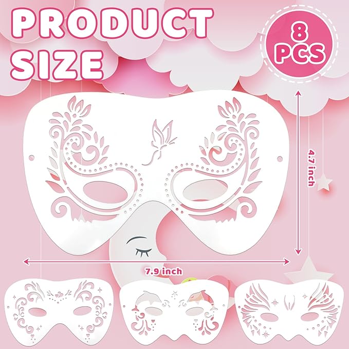 8 PCS Face Stencils Reusable Face Tattoo & Body Makeup Painting Template for Drawing Mask Wood Wall DIY Home Decorations Party Supplies 7.9 x 4.7 Inch