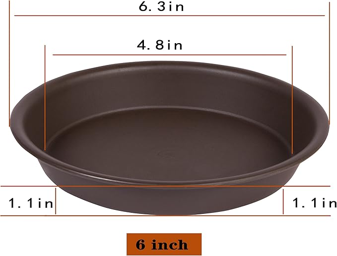 6 Pack Plant Saucer Tray 6“, 4 6 8 10 12 14 16 18 inch Saucers, Heavy Duty Plastic Drip Trays for Indoor, Plant Water Drainage Trays for Pots Base, Planter Flower Dishes for Plants (6“, Brown)