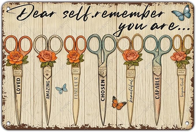Garden Flowers Sign Dear Self Remember You are Amazing Tin Sign for inspiring Vintage Wall Decoration Poster for Home Garden Kitchen Patio Yard Decor 12x8 Inch
