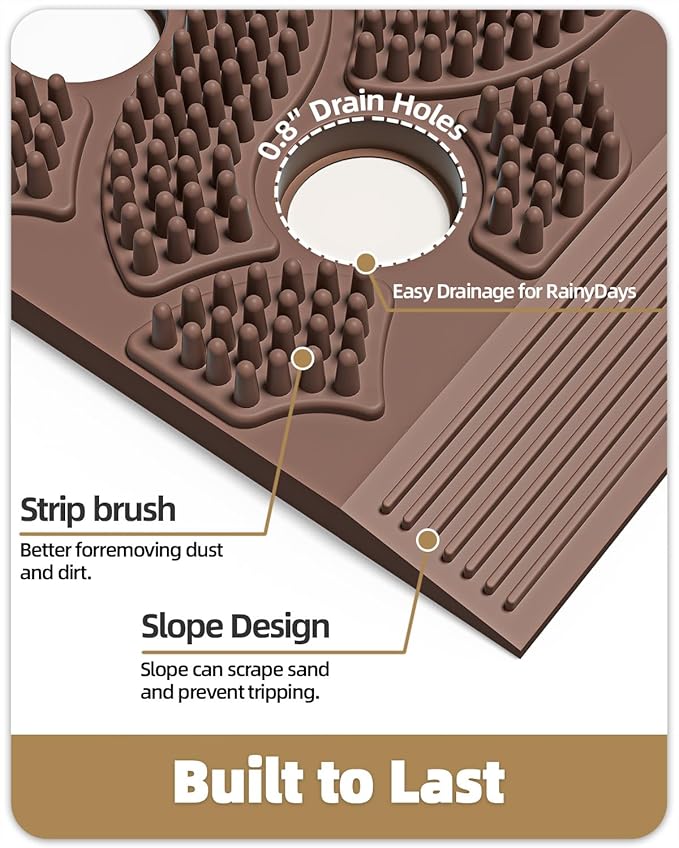 Color&Geometry Super Heavyweight TPE Stormproof Welcome Mat Outdoor, Eco-Friendly Materials Odor-Free Door Mat with Connectors & Non-Slip, All Weather Outside Entrance Barefoot Friendly, 24"x36" Brown