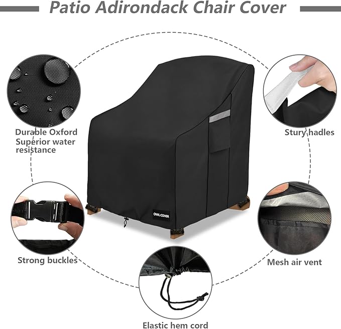 Outdoor Chair Covers 32"W x 35"D x 36"H,600D Heavy Duty Waterproof Patio Chair Cover,Outdoor Furniture Covers for Lawn/Garden Chiar,Black