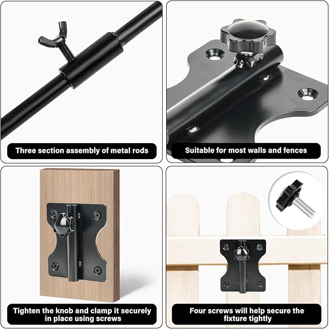 DAEHUI Deck Bird Feeder Hanger with 3in Clamp for Railing 41 Inch Bird Feeder Pole 360 Degree Swivel Plant Hooks for Hanging Baskets Wind Chime Lantern (1 Pack Wall Mounted Hook)