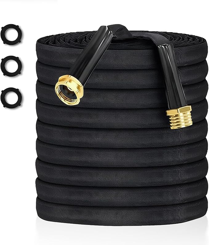 50 FT Non-Expanding Garden Hose，Ultra-Lightweight Flexible Anti-Kink Water Hose, Upgraded Fabric-Covered，High-Pressure & Burst-Resistant，Lead-Free.