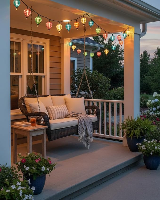 Multicolor Outdoor String Lights with 10 Bulbs, 11FT Connectable UL Listed Backyard Patio String Lights Hanging Indoor Outdoor for Patio Garden Gazebo Bistro Party Wedding (2 PCS)