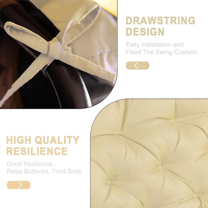 Porch Swing Cushions,Outdoor Cushions 3 Seater Replacement with Backrest, Waterproof Thickened Bench Cushion with Ties for Porch, Patio,Outdoor, Backyard and Garden (Beige Yellow 60 * 40 in)