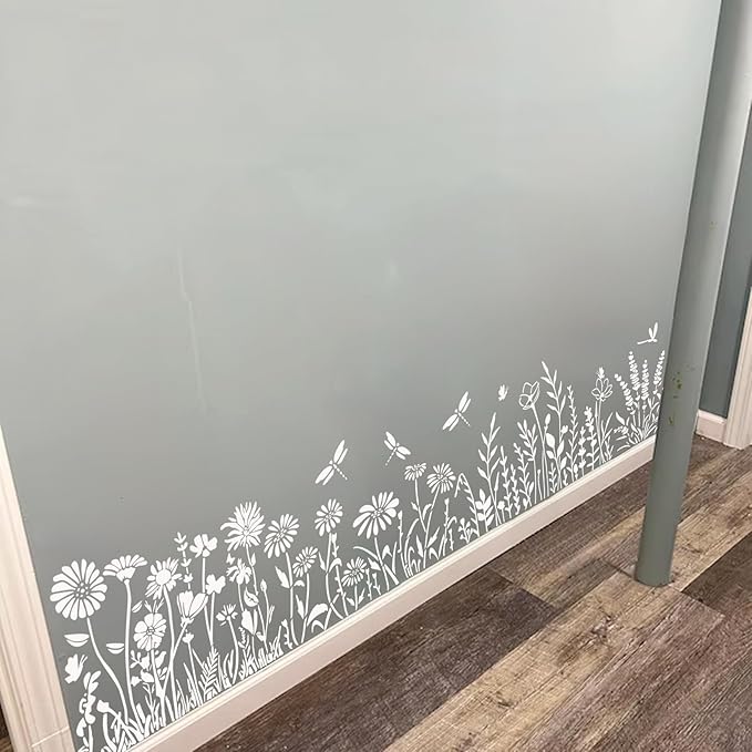 Large Flower Stencils for Painting on Walls Fence - 16x11 Inches Reusable Jumbo Wildflower Stencils for Crafts, Canvas, Paper, Garden, Fabric, Furniture, Outdoors (floral6)