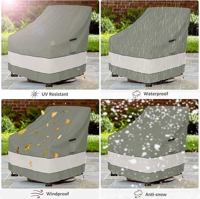 Patio Chair Covers Waterproof Patio Furniture Covers,33W x 37D x 38 H Inches Outdoor Swivel Chair Cover 2 Pack -Grayish Green